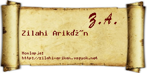 Zilahi Arikán névjegykártya